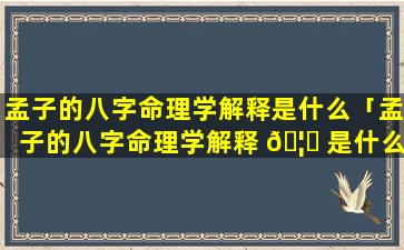 孟子的八字命理学解释是什么「孟子的八字命理学解释 🦊 是什么意思 🐒 」